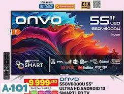 ONVO 55 ULTRA HD ANDROİD SMART LED TV AKILLI TELEVİZYON